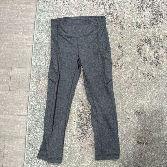 Lululemon Women’s Grey Speed Up Crop (21") Heathered Black Crop Leggings Sz 4 - Picture 4 of 8